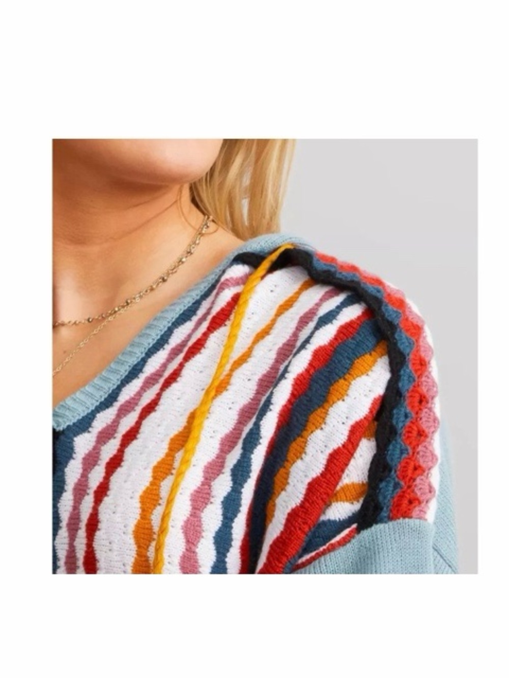 Gimmicks By Buckle Striped Fringe Hooded Boho Sweater - Picture 7 of 7